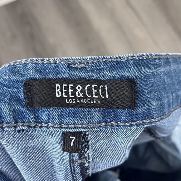 Bee & Ceci Womens Size 28 Cotton Bootcut Wide Leg Distressed Denim Jeans Western - Picture 9 of 10